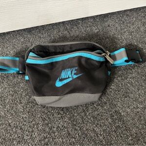 Nike Black and Gray Belt Bag with Blue Accentsb